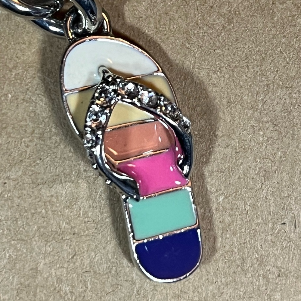 COACH 💕 Vintage Flip Flops Multicolor Bag Charm/Keychain EUC Silver Tone - Picture 3 of 7
